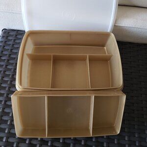 EUC Tupperware Gold Stow-N-Go container